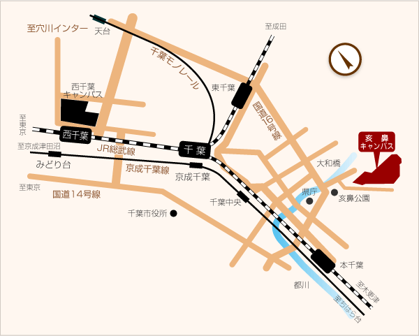 亥鼻キャンパス周辺地図